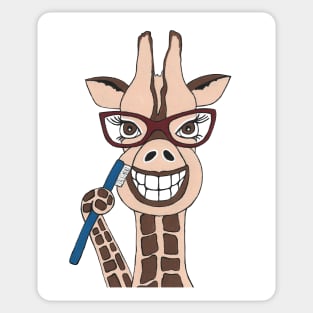 BRUSH Your Teeth Funny Giraffe Painting Sticker